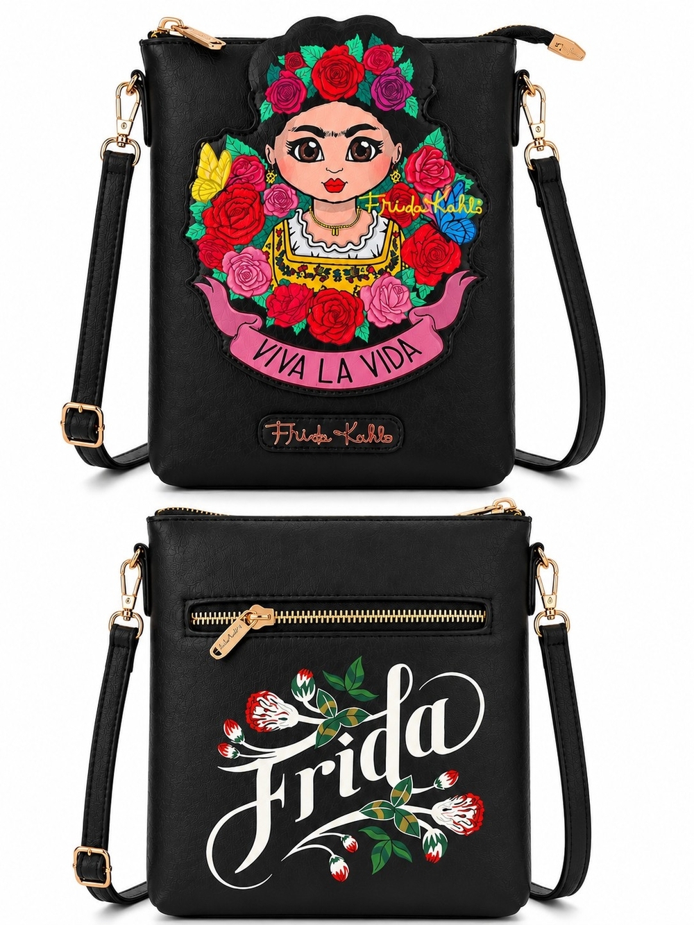 Frida Kahlo Viva La Vida Crossbody Bag NWT Boho Folk Art